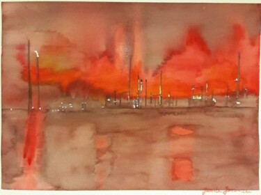 Malerei mit dem Titel "Come l'inferno" von Daniela Devincenzi, Original-Kunstwerk, Aquarell