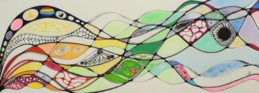 Zeichnungen mit dem Titel "Flusso zen" von Daniela La Rovere, Original-Kunstwerk, Marker