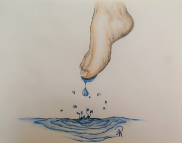 Dibujo titulada "Giocando con l'acqua" por Daniela La Rovere, Obra de arte original, Conté