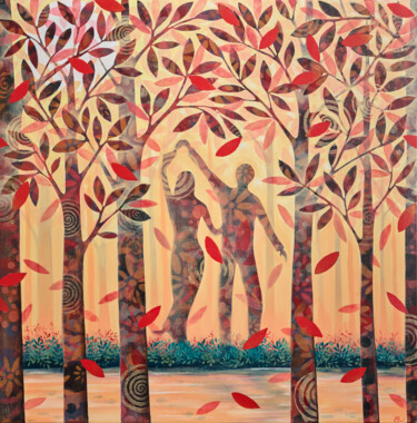 Schilderij getiteld "Danza d'autunno" door Daniela Prezioso Einwaller, Origineel Kunstwerk, Acryl