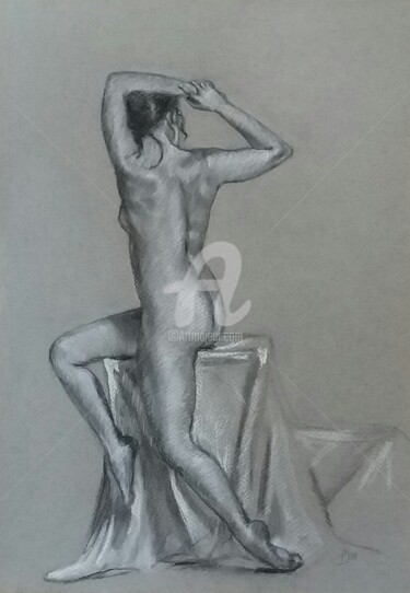 Drawing titled "Nudo N.16/2018" by Daniela Protopapa, Original Artwork, Charcoal