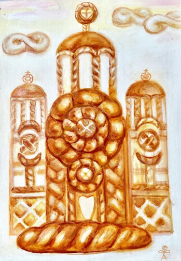 Pittura intitolato "sacred bread" da Daniela Trandafir, Opera d'arte originale, Olio