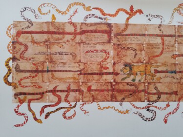 Malerei mit dem Titel "Papiro de la memoria" von Daniela Cuellar, Original-Kunstwerk, Tinte