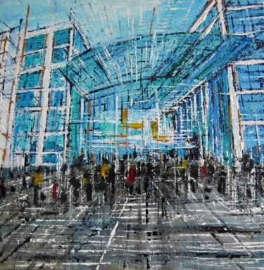 Картина под названием "Berlino Hanptbahnhof" - Daniela Foschi, Подлинное произведение искусства, Акрил Установлен на Деревян…