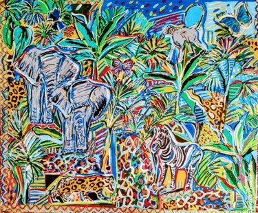 Pintura intitulada "Out of Africa." por Daniele Jasselin, Obras de arte originais, Acrílico Montado em Armação em madeira