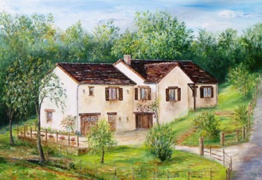 Pintura intitulada "La maison des Fourn…" por Danièle Kechidi, Obras de arte originais, Óleo Montado em Armação em madeira
