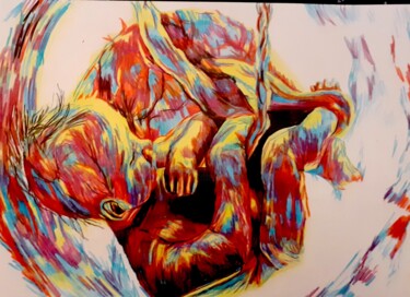 Drawing titled "BIRTH" by Daniele Zaggia, Original Artwork, Conté