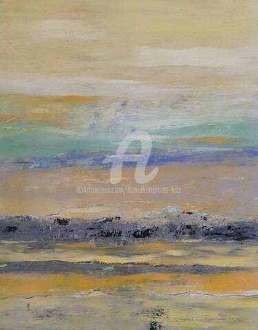 Painting titled "LINÉAIRE" by Danièle Mercier-Lutz, Original Artwork, Acrylic Mounted on Wood Stretcher frame