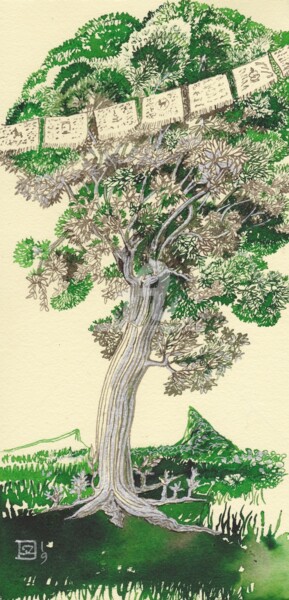 Dibujo titulada "Arbre Priere.jpg" por Daniele Sanchez Dsz, Obra de arte original, Tinta