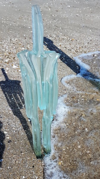 Skulptur mit dem Titel "homme de verre" von Amadeo, Original-Kunstwerk, Glas