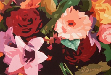 Peinture intitulée "Un bouquet pour Mam…" par Danielle Braillon (DANIELL), Œuvre d'art originale, Huile