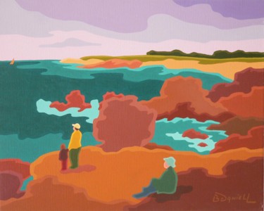 Peinture intitulée "Plage de Lesconil" par Danielle Braillon (DANIELL), Œuvre d'art originale, Huile