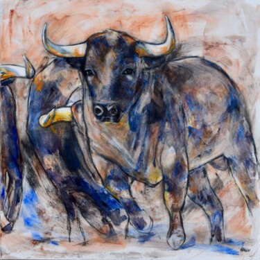 Painting titled "TORO IX" by Danielle Dumestre, Original Artwork, Acrylic Mounted on Wood Stretcher frame
