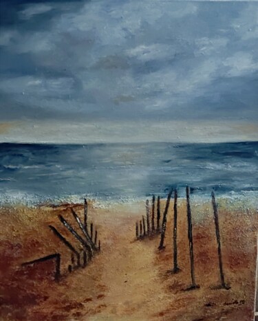 Painting titled "Ma Plage" by Danielle Mangeon, Original Artwork, Acrylic