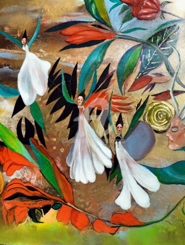 Malarstwo zatytułowany „floréales” autorstwa Danielle Vasa, Oryginalna praca, Olej Zamontowany na Drewniana rama noszy