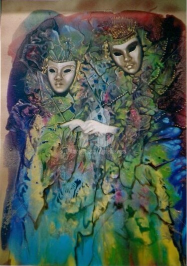 Painting titled "Mariage" by Danielle Vasa, Original Artwork, Oil Mounted on Wood Stretcher frame