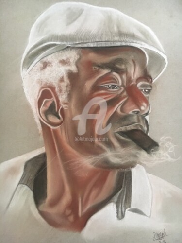 Rysunek zatytułowany „"LE FUMEUR DE HAVAN…” autorstwa Danygil, Oryginalna praca, Pastel