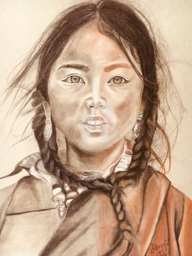 Drawing titled ""LA PETITE TIBETAIN…" by Danygil, Original Artwork, Pencil