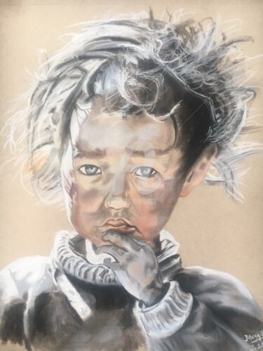 Dessin intitulée ""SANS FAMILLE" - "…" par Danygil, Œuvre d'art originale, Pastel