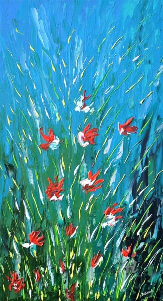 Peinture intitulée "Abstract Poppies" par Daniel Urbaník, Œuvre d'art originale, Acrylique