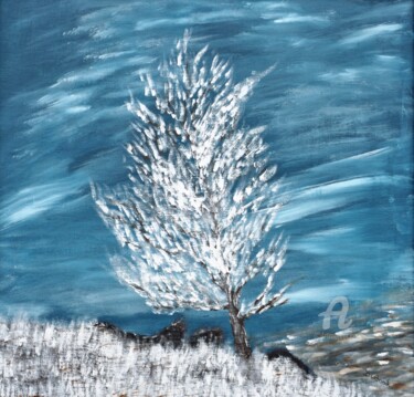 Painting titled "Silver Landscape" by Daniel Urbaník, Original Artwork, Acrylic