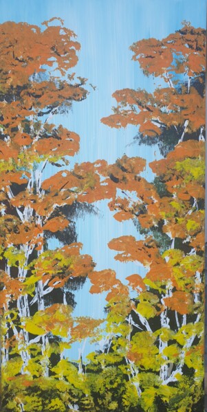 Peinture intitulée "Heavenly Birches 2" par Daniel Urbaník, Œuvre d'art originale, Acrylique