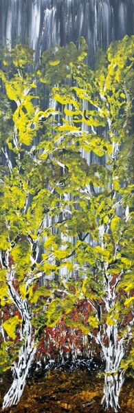Peinture intitulée "Two Birches" par Daniel Urbaník, Œuvre d'art originale, Acrylique