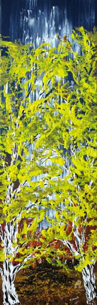 Peinture intitulée "Two Birches 1" par Daniel Urbaník, Œuvre d'art originale, Acrylique