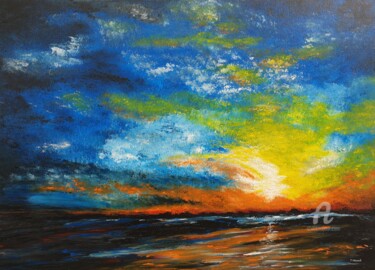 Painting titled "EVENING SUN" by Daniel Urbaník, Original Artwork, Acrylic