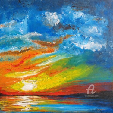 Painting titled "SETTING SUN 1" by Daniel Urbaník, Original Artwork, Acrylic