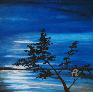 Painting titled "Evening landscape 2" by Daniel Urbaník, Original Artwork, Acrylic