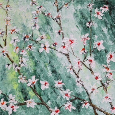 Картина под названием "Cherries in bloom 1" - Daniel Urbaník, Подлинное произведение искусства, Масло