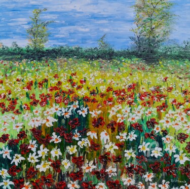 Painting titled "Colored Meadow" by Daniel Urbaník, Original Artwork, Oil