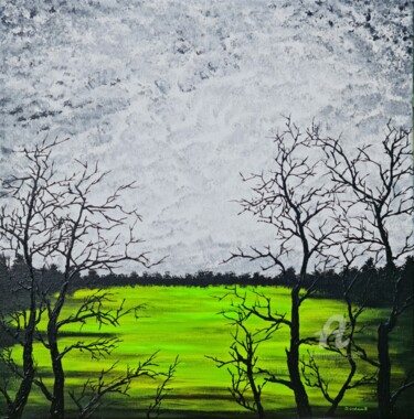 Schilderij getiteld "Green lake 2" door Daniel Urbaník, Origineel Kunstwerk, Acryl