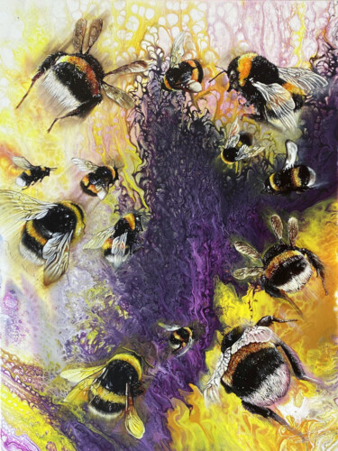 Pittura intitolato "Bumblebees Heaven" da Daniil Chernenko, Opera d'arte originale, Olio