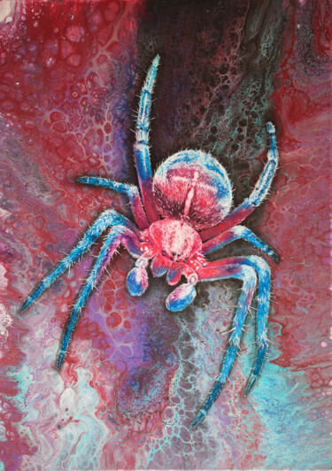 Painting titled "Spidervoid" by Daniil Chernenko, Original Artwork, Oil Mounted on Wood Stretcher frame