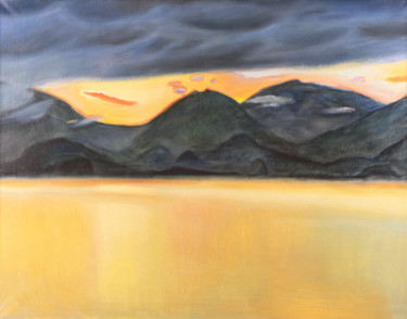 Pintura intitulada "SUNSET CRY seascape…" por Masha Danilovskaia, Obras de arte originais, Óleo Montado em Armação em madeira