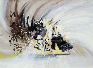 Peinture intitulée "Combat" par Daniel Lanoux, Œuvre d'art originale, Laque