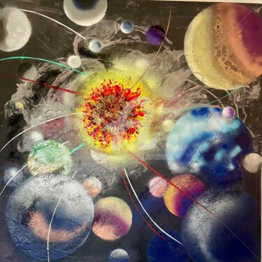 Painting titled "Espace" by Daniel Lanoux, Original Artwork, Acrylic