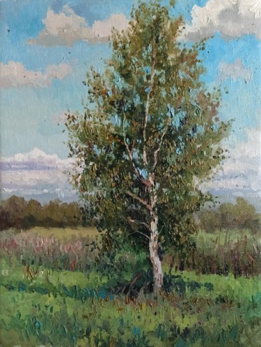 Pintura titulada "Birch" por Olga Goryunova, Obra de arte original, Oleo