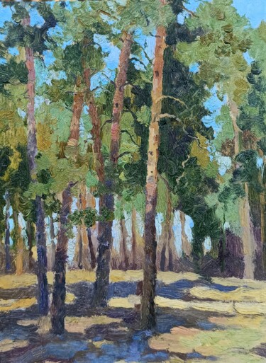Картина под названием "In the pine park" - Olga Goryunova, Подлинное произведение искусства, Масло