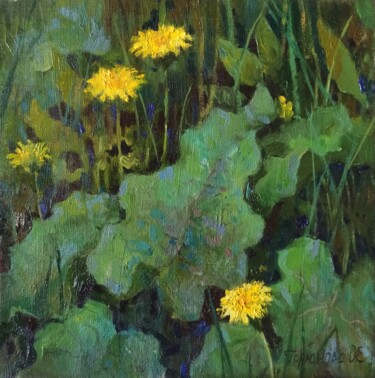 Painting titled "The burdocks" by Olga Goryunova, Original Artwork, Oil