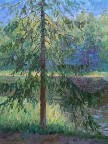 Painting titled "Blue morning" by Olga Goryunova, Original Artwork, Oil