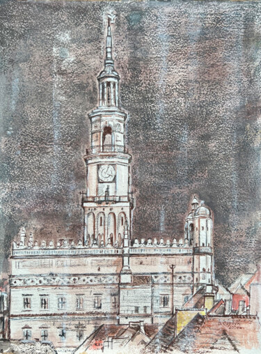 Schilderij getiteld "Poznań" door Danuta Elzbieta Czyzyk, Origineel Kunstwerk, Aquarel