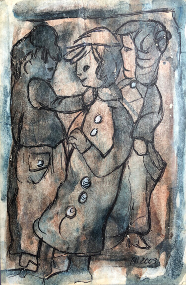 Dibujo titulada "Kłótnia" por Danuta Elzbieta Czyzyk, Obra de arte original, Acuarela