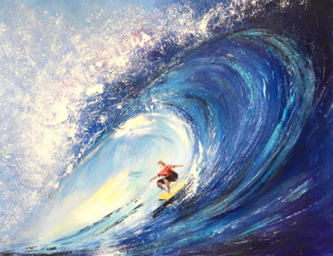 Painting titled "Surf" by Dane, Original Artwork, Acrylic Mounted on Wood Stretcher frame