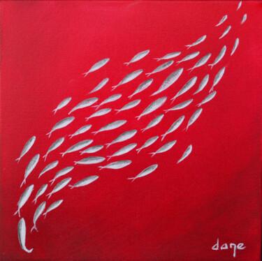 Картина под названием "En rouge" - Dane, Подлинное произведение искусства, Акрил Установлен на Деревянная рама для носилок