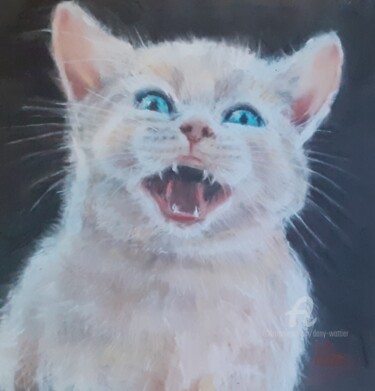 Drawing titled "chaton" by Dany Wattier, Original Artwork, Pastel