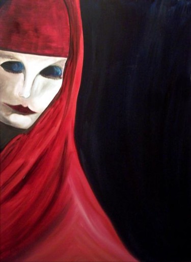 Painting titled "la dame en rouge" by Dany Bouts, Original Artwork