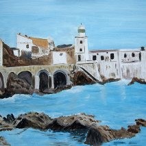 Painting titled "Le phare de Stora" by Dany Champeme, Original Artwork, Oil